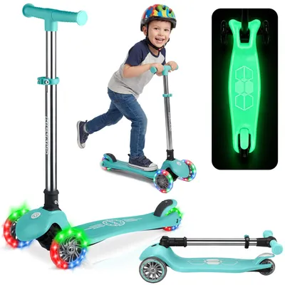 Productafbeelding van Ricokids 765700 Driewielige balansfiets met LED-wielen, turquoise kleur