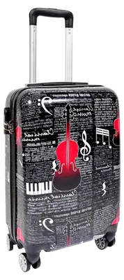 Produktbild von Kabinengröße Koffer, Hartschale, 4 Rollen, bedruckt mit Musikmotiv, Handgepäck