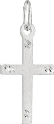 Produktbild von NKlaus Kettenanhänger Kreuz 925 Silber matt diamantiert 17x10mm Kruzfix Amulett 13447