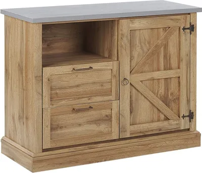 Zdjęcie produktu dla BELIANI Komoda jasnobrązowy 100 x 40 x 79 cm szafka i 2 szuflady