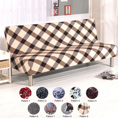 Obrázek produktu pro Elastický kryt bez područek na pohovku Bez područek na pohovku Stretch Futon Ochranný kryt 3-sedák Plně rozkládací pohovka Štít pro rozkládací pohovku bez područek ( Žlutá mřížka )