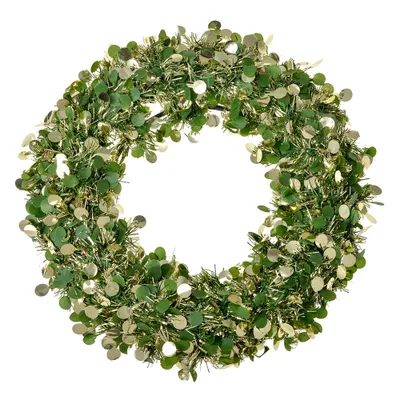 Productafbeelding van Clayre & Eef Kerstkrans, diameter 30 cm, grijs en wit, kunststof