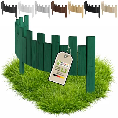 Produktbild von Floranica Beeteinfassung Rasenkante Holz  30 x 100 cm Grün Beetumrandung Rollzaun Flexible Rollborder Palisade