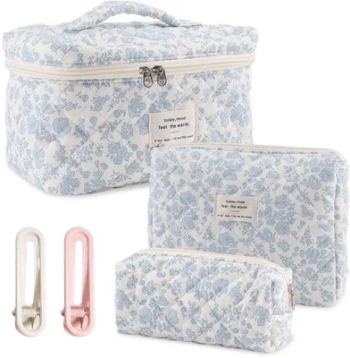 Produktbild von Kosmetiktasche mit Blumenmuster und Griff für Damen