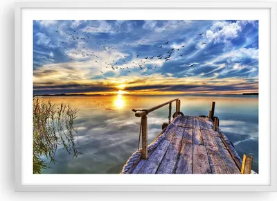 Produktbild von Gerahmtes Poster - Weißer Rahmen - See Brücke - 70x50 cm - Wand Bild - Wanddeko - Wandbilder - Kunstposter - Wandposter - Bilderrahmen - Bilder - Kunstdruck - Wandbild - P2WAA70x50-3963