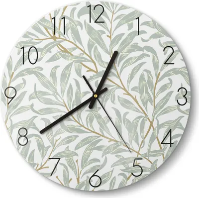 Produktbild von DEQORI Glasuhr Ø30 cm Zahlen 'Dekorative Weidenzweige' Wanduhr Glas Uhr Design leise