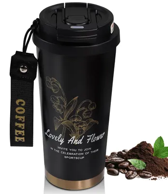 Isolierter Kaffeebecher 530 ml Reise-Kaffeetasse, Schwarz