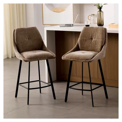 Produktbild von Barhocker 2er Set Chenille mit Lehne für die Küche