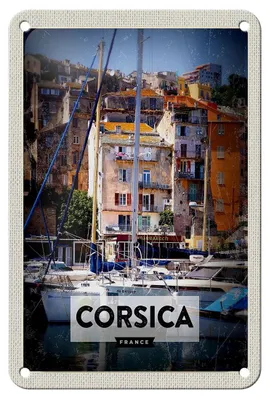 Produktbild von Blechschild Reise 12x18cm Corsica France Urlaubsort Geschenk Schild