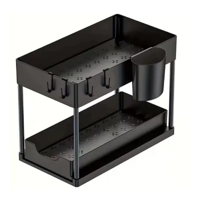 Produktbild von Caryota Ausziehbarer Schrankorganizer – Küchenorganizer mit ausziehbarer Schublade 39,7 × 22 × 35 cm Schwarz