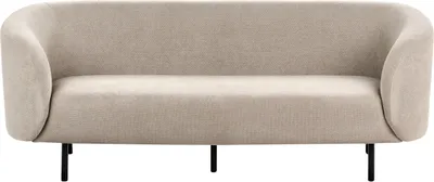 Produktbild von BELIANI Sofa Taupe Stoffbezug 3-Sitzer mit Armlehnen Metallgestell in Schwarz Glamouröser Edler Stil Wohnzimmer Salon Esszimmer Flur