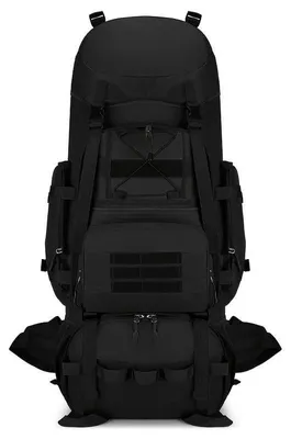 Produktbild von Wanderrucksack - Trekking Rucksack 38×25×85 cm - Wasserdichtes Nylon - Große Kapazität - Reise & Outdoor Camping - Schwarz