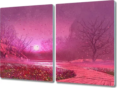 Produktbild von Coloray Schneidebrett Herdabdeckplatte 2x40x52 cm Kochplattenabdeckung Hackbrett Küchenbrett - Malerei Baum