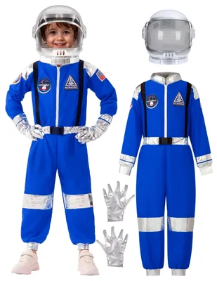 Image de Combinaison d'astronaute enfant - Bleu - Avec casque - 3-4 ans
