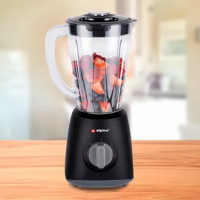 Obrázek produktu pro alpina mixér 1,5 litru - Mixér Smoothie Mixer 400 W - Kuchyňský mixér s funkcí turbo - Mixér na všechno s plastovou nádobou - Nerezové nože - Černý