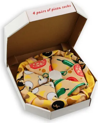 Produktbild von Pizza Socken mit Pizzkarton in 41-45 (4 Paare)