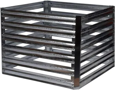 Productafbeelding van 58602e Muck Compostbak, bouwpakket, vierkante compostbak van verzinkt metaal, tuincompostbak 550 liter, bouwpakket, 93 x 93 x 70 cm, zilver