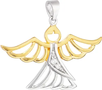 Produktbild von NKlaus Kettenanhänger Schutzengel 925 Silber Flügel Gelbgold vergoldet Zirkonia weiß 14109