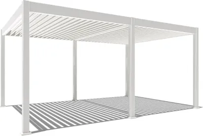 Produktbild von Weide E-Deluxe | elektrische Pergola mit LED | Voll Aluminium | 3,6 x 5,3 M | motorisiertes Lamellendach weiß