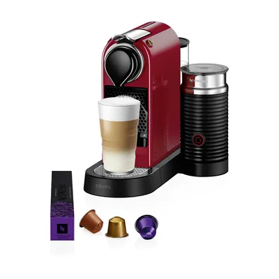 Produktbild von Nespresso Krups Citiz & Milk XN7615.19 Kapselmaschine | Integrierter Aeroccino-Milchaufschäumer | 19 bar | Rot