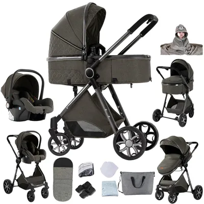 Productafbeelding van Kinderwagen, opvouwbaar design, schokabsorberende wielen, kleur: XV9-DIEPGRIJS