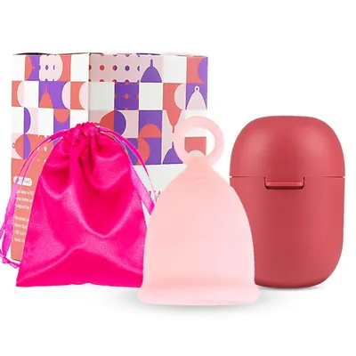 Produktbild von Tekoo Menstruationstasse mit Ring-Griff - BPA-frei - Inkl. Box - Pink - Größe S