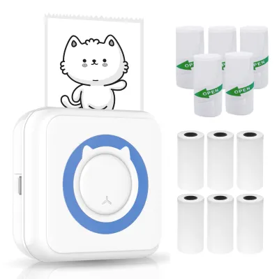 Produktbild von Mini-Drucker Fotodrucker fš¹r Smartphone Bluetooth Sofortbild-Thermodrucker mit 6 Thermopapierrollen und 5 selbstklebenden Papierrollen, 57 mm, kompatibel mit iOS und Android