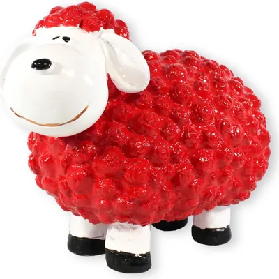 Produktbild von Buntes Deko Schaf "Bruno" rot Gartenfigur Schaf Dekofigur Schaf lustige Schafe