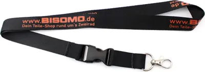 Produktbild von Bisomo Schlüsselband, Lanyard - Schwarz, Orange mit Clip und Karabiner