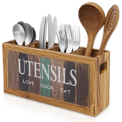 Imagen del producto de Soporte de cocina de madera con 4 compartimentos