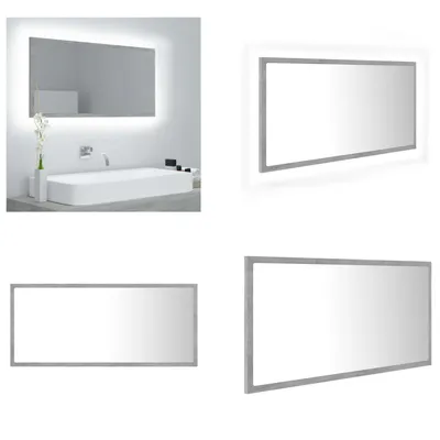 Obrázok produktu pre vidaXL LED zrkadlo do kúpeľne betónové sivé 90x8,5x37 cm akrylové - Zrkadlo - Kúpeľňové zrkadlo - Zrkadlo do kúpeľne