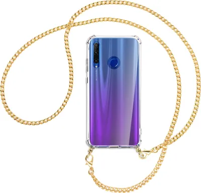 Produktbild von Handykette Backcover-Schutzhülle mit Band (Metall goldfarben) für Honor 20 Lite / 20e - goldfarbene Kette