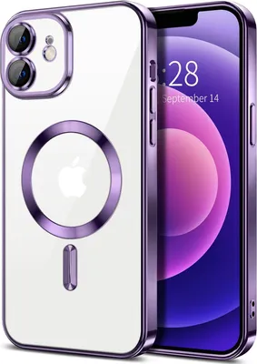 Produktbild von Magnetische Klar Hülle für iPhone 12, Kompatibel mit MagSafe, Elektroplattiert Handyhülle mit Kameraschutz Lila