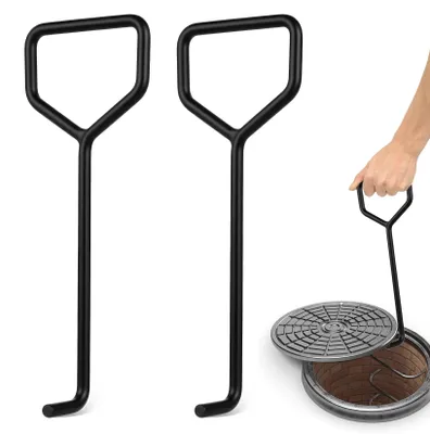 2er-Set Kanaldeckelheber, 30 cm, schwarz, Kohlenstoffstahl