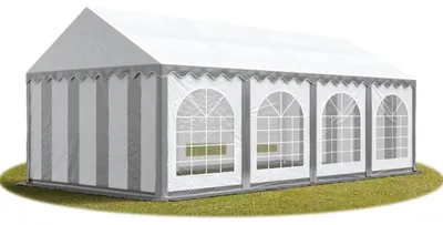 Immagine prodotto di TOOLPORT 4x8 mTendone per feste PREMIUM PVC grigio-bianco 100% impermeabile Tendone da esterno Tenda party