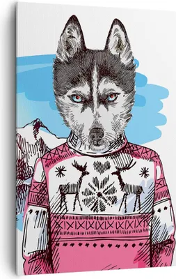 Produktbild von Bild auf Leinwand - Leinwandbild - Einteilig - Husky Berg Kinder Mode - 80x120cm - Wand Bild - Wanddeko - Wandbilder - Leinwanddruck - Wanddekoration - Leinwand bilder - Wandbild - PA80x120-3203