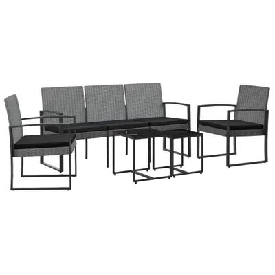 Obrázek produktu pro vidaXL 5dílný zahradní jídelní set s polštáři Dark Grey PP Rattan