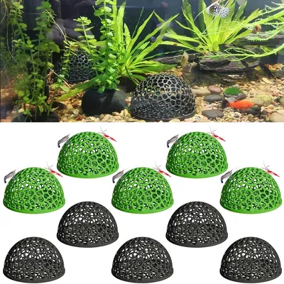 Produktbild von Garnelenhöhle Aquarium 10 Stück, Fischhöhle als Versteck, Aquarium Dekoration schwarz grün, Laichplatz für Garnelen, wasserfestes Aquascaping Zubehör