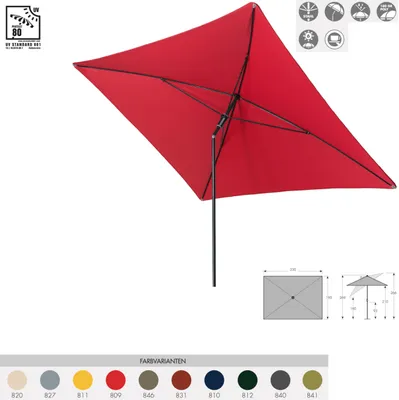Produktbild von Doppler Sunline Waterproof 230 x 190 cm Sonnenschirm in 10 Farben Mittelmastschirm Balkonschirm 831 Terracotta