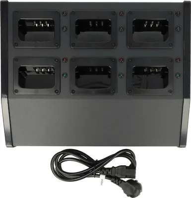 Produktbild von vhbw 6-fach Ladegerät kompatibel mit Kenwood TK-3206, TK-3202L-U16P, TK-3207, TK-3206M3, TK-3206M Funkgerät-Akkus - Ladestation + Stromkabel, 9 V, 6 A