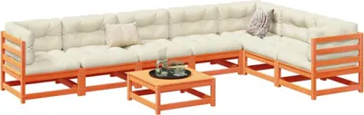 Produktbild von vidaXL 8-tlg. Garten-Sofagarnitur mit Kissen Wachsbraun Kiefernholz