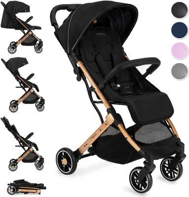 Produktbild von MoMi ESTELLE Buggy Kinderwagen - Leicht, Stoßdämpfung 4 Räder, Koffer - Schwarz