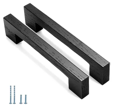 Produktbild von Quadratische Holzschubladengriffe, 12,7 cm, Schwarz, 4 Stück