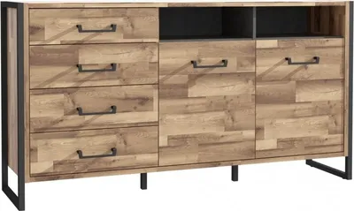Obrázek produktu pro Nábytek24 Komoda HUD HUDK231 Příborník do obývacího pokoje se 4 zásuvkami a 2 dvířky