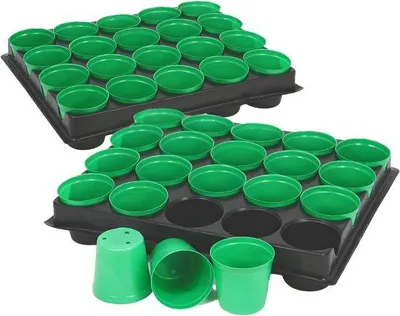 Productafbeelding van Famanu zaailingbakken - herbruikbare plantenbakken - zwart - 38 x 24 x 6 cm - set van 3
