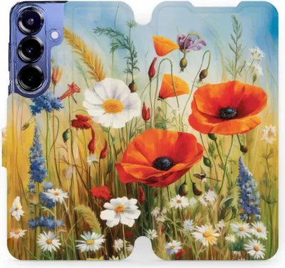 Produktbild von Handyhülle mit klappe für Galaxy S25 Plus, Mobiwear Book, Wiesenblumen