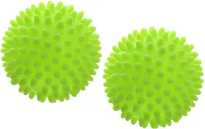 Two green spiky balls on a white background.