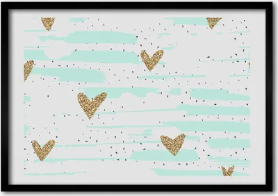 Produktbild von Bild - Bilderrahmen - 100 cm x 70 cm - MDF - Rahmen - Foto - Wandkunst Gold Herzen Hintergrund