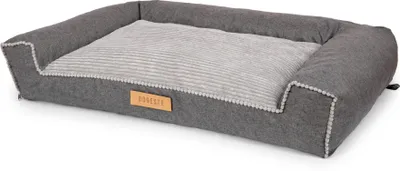 Produktbild von Großes Hundebett Hundesofa Hundekissen Hundekörbchen  Waschbar - Farbe Kord Grau - Hundematte Größe XL - 100x65 cm
