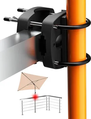 Immagine prodotto di Parasol Klem Supporto compatto per ombrelloni da balcone - Ombrelloni rotondi e quadrati - Ricambio salvaspazio - Nero Parasol Klem